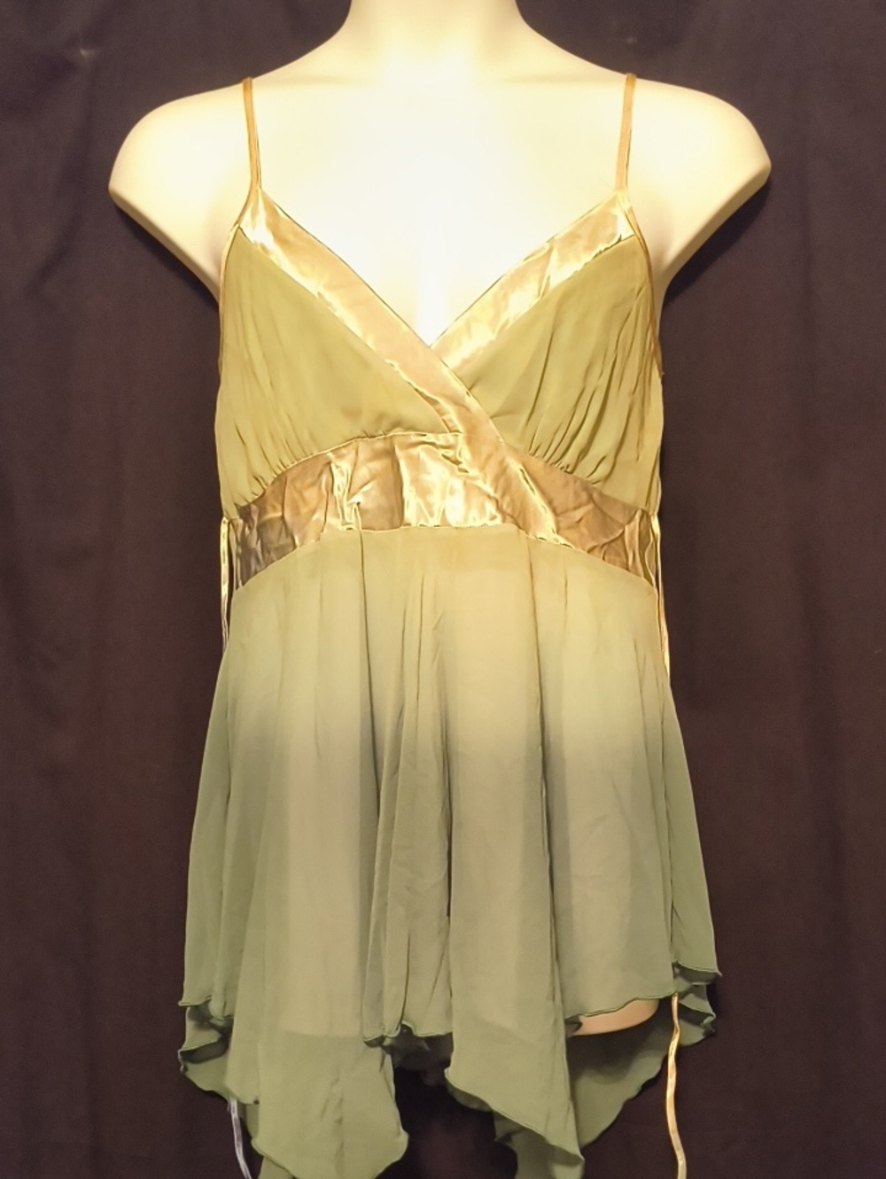 rue21 Olive Green Ombre Chiffon Camisole with Satin Trim #0116